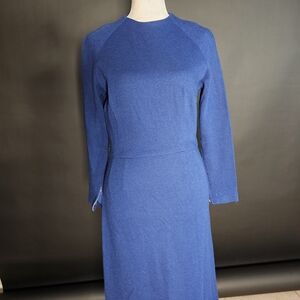 1950s/60s Vintage Royal Blue Long Sleeve Dress Miss Rubette SIZE SMALL